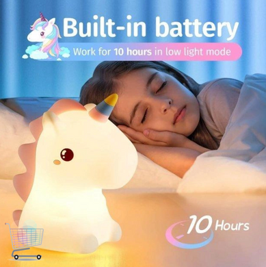 Дитячий силіконовий нічник Єдиноріг LED USB Cute Unicorn з сенсорним керуванням · 7 кольорів підсвічування