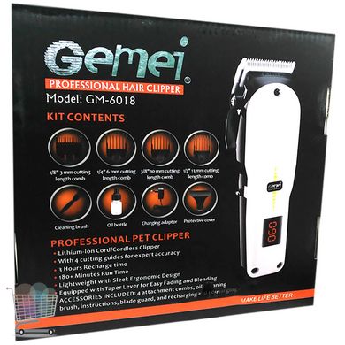 Профессиональная аккумуляторная машинка для стрижки волос,обладает низким уровнем шума.Gemei GM-6018 D1031CG21