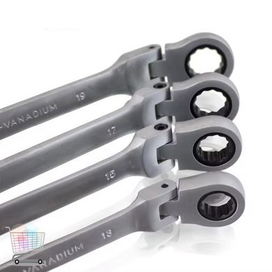 Набір комбінованих ключів Wrench set ES-7 · Ключі тріскачкові шарнірні 8-19 мм