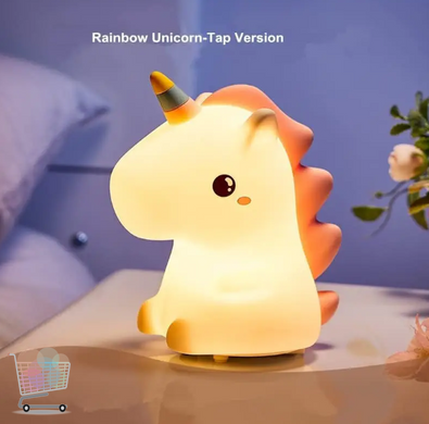 Дитячий силіконовий нічник Єдиноріг LED USB Cute Unicorn з сенсорним керуванням · 7 кольорів підсвічування