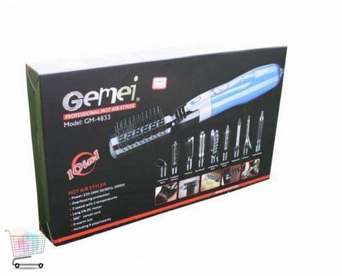 Мультистайлер для волосся GEMEI GM-4833 10 у 1 | Фен щітка Стайлер | прасування | плойка