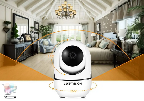 Камера видеонаблюдения QC011 IP CAMERA Wifi Беспроводная поворотная видеокамера с инфракрасной подсветкой, ночной съемкой и микрофоном