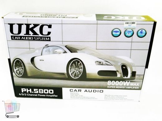 Автомобільний підсилювач звуку UKC PH.5800 4-х канальний CAS/Sub 4/3/2Ch 8000W Black