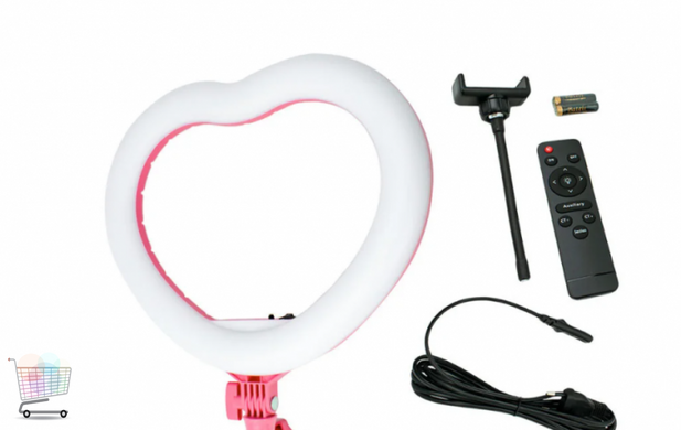 Кольцевая лампа «Сердечко» с держателем для телефона 26 см ∙ Селфи-кольцо в форме сердца