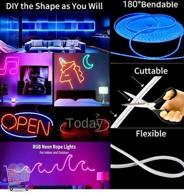 Неоновая RGB лента LED Neon Strip Светодиодная подсветка с управлением от телефона