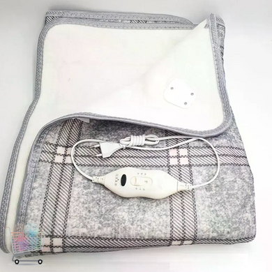 Серая электропростынь Electric Blanket 150&times;120 см в клетку 86 Вт с терморегулятором &bull; Простынь с электроподогревом Electric Blanket 150&times;120 см 220 В для прогрева кровати
