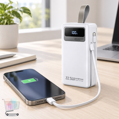 Белый Power Bank Aroimac ORA503 40000 mAh &bull; Портативное зарядное устройство Aroimac ORA503 с Fast Charge QC3.0, быстрой зарядкой 22,5W и 4 USB выходами для смартфонов