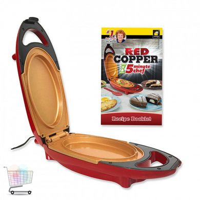 Электрическая сковорода скороварка Red Copper 5 Minutes Chef ·  Инновационная электросковорода для быстрого приготовления вторых блюд