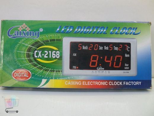Настольные часы с календарем и будильником CX-2168 (красные/зеленые) CG10 PR4