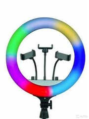 Светодиодная кольцевая лампа для селфи 36 см / Светодиодная лампа RGB с пультом (MJ36)