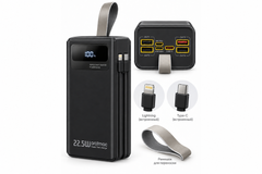 Чорний Power Bank Aroimac ORA503 40000 mAh &bull; Зовнішній акумулятор Aroimac ORA503 зі швидкою зарядкою 22,5W Fast Charge QC3.0, 4 USB порти та цифровим дисплеєм