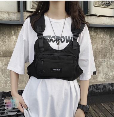 Мужская нагрудная сумка TOUGH SLHS через плечо ∙ Тактическая chest bag для телефона, документов и повседневной носки с двумя отделениями