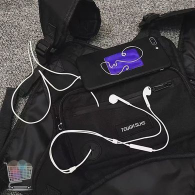 Мужская нагрудная сумка TOUGH SLHS через плечо ∙ Тактическая chest bag для телефона, документов и повседневной носки с двумя отделениями