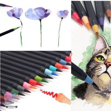 Акварельные маркеры для скетчинга 20 цветов · Художественный набор маркеров на водной основе для рисования с кисточкой · Подарок художнику