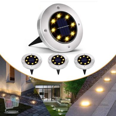 Вуличні ліхтарі з датчиком світла ∙ Комплект садових світильників на сонячній батареї Solar Disk Lights, 4 шт