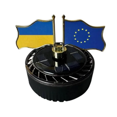 Автомобільний аромадифузор &ldquo;Прапори&rdquo; на сонячній батареї &bull; Декоративний ароматизатор у машину з прапорами України та ЄС для панелі авто