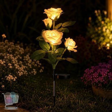 Солнечный фонарь 26X-95 &laquo;Кремовая Роза&raquo; &bull; Садовые LED-светильники 26X-95 на солнечной батарее для клумбы, газона и дачи, набор 2 шт.