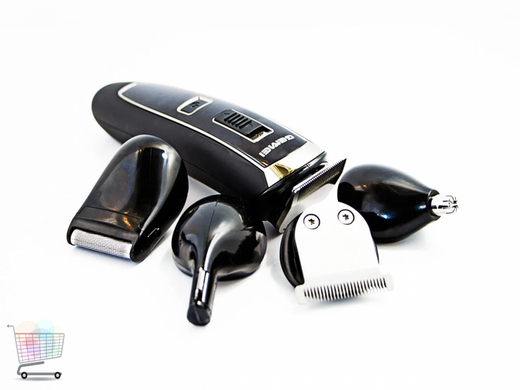 Машинка для стрижки волос и бороды аккумуляторная беспроводная Мультитриммер с насадками для носа и ушей 5 в 1 Gemei GM-853