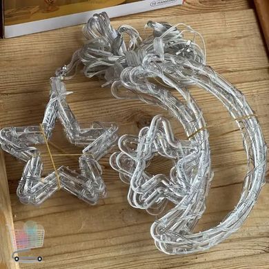 Новорічна штора-ґірлянда Зірки та Місяць 3 м USB тепле світло ∙ Світлодіодна гірлянда Зірки + Місяць 3 м USB, тепле світло