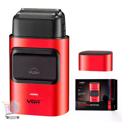 Аккумуляторный триммер VGR V-307 красный &bull; Машинка для стрижки Hair Clippers V-307 для бороды, усов, висков и окантовки