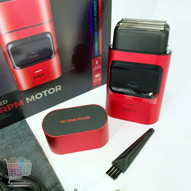 Аккумуляторный триммер VGR V-307 красный &bull; Машинка для стрижки Hair Clippers V-307 для бороды, усов, висков и окантовки