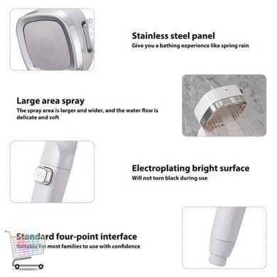 Душевая насадка высокого давления Quadro Shower Head с 4 режимами подачи воды &middot; Лейка для душа с фильтром