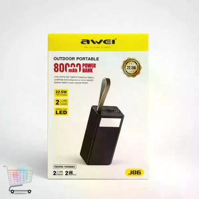 Повербанк Awei J86 80000mAh &bull; Внешний аккумулятор Awei J86 80000mAh 22.5W с быстрой зарядкой PD/QC, Type-C и LED-дисплеем