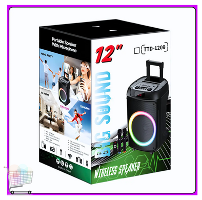 Мобильная колонка TTD-1209 12&laquo; с микрофонами и RGB-подсветкой ∙ Bluetooth колонка TTD-1209 12&raquo; для караоке и вечеринок