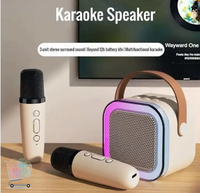Дитячий набір Караоке Два Бездротових мікрофони + Колонка · RGB підсвічування · Bluetooth