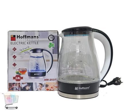 Стеклянный электрочайник Hoffmans HM-2537 &bull; Подсветка и контроль уровня воды 2000W