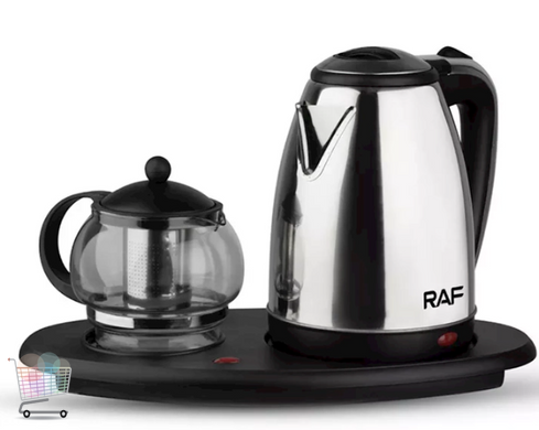 Електричний чайник + Скляний чайник для чаю RAF R-7899 на підставці 2 в 1 Дисковий електрочайник + скляний чайник для заварювання