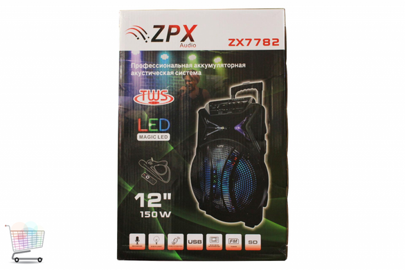 Аккумуляторная акустическая система ZPX ZX7782 Мобильная акустика на аккумуляторе с радиомикрофоном 90 Вт