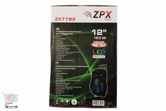 Аккумуляторная акустическая система ZPX ZX7782 Мобильная акустика на аккумуляторе с радиомикрофоном 90 Вт