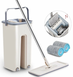 Самовіджимна швабра з відром у комплекті Scratch Cleaning Mop ∙ Швабра ледарка з віджимом + 2 ганчірки-мікрофібри в наборі