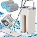 Самовіджимна швабра з відром у комплекті Scratch Cleaning Mop ∙ Швабра ледарка з віджимом + 2 ганчірки-мікрофібри в наборі