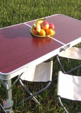 Раскладной стол - чемодан с 4 стульями Folding Table для пикника, рыбалки, дачи, 120х60 см Стол-чемодан