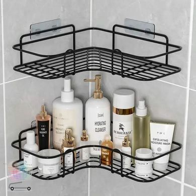 Компактная угловая полка для ванной без сверления Storage Rack ∙ Настенная угловая металлическая полка Storage Rack для ванной