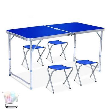 Раскладной стол - чемодан с 4 стульями Folding Table для пикника, рыбалки, дачи, 120х60 см Стол-чемодан