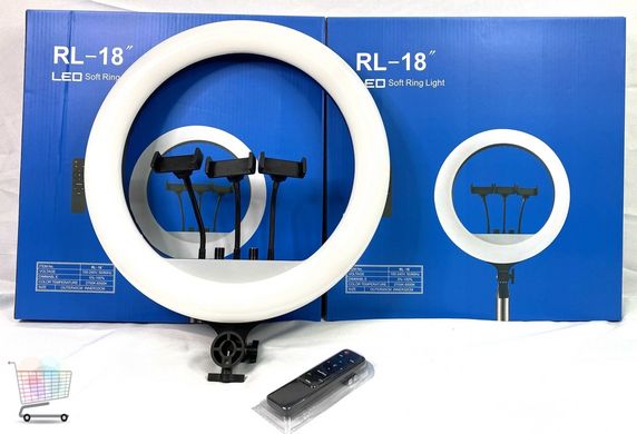 Кільцева селфі LED лампа RL-18 M45 ∙ Селфі-лампа з пультом + сумка в комплекті, 45 см