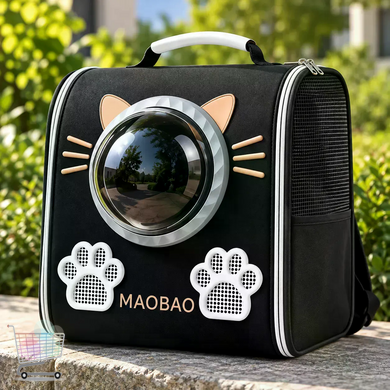 Рюкзак-переноска S-cat1 36&times;24&times;40 см чорний &bull; Рюкзак для котів S-cat1 з прозорим вікном, вентиляцією та верхньою ручкою 36&times;24&times;40 см