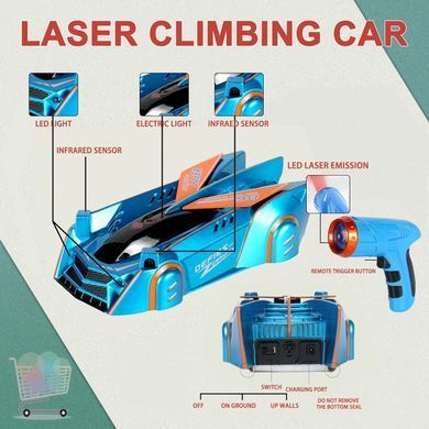 Антигравитационный автомобиль с LED-эффектами и аккумулятором ∙ Машинка-лазерный гонщик с движением по потолку и стенам