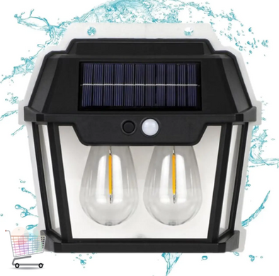 Уличный подвесной фонарь HW 999-2W Solar Interaction Wall Lamp с датчиком движения на солнечной батарее · Настенный наружный светильник · 3 режима освещения