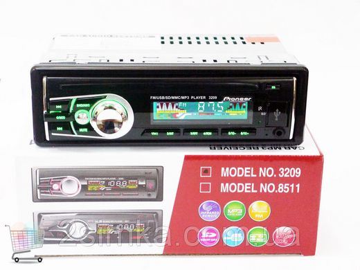 Автомагнитола Pioneer 3209 Usb+RGB подсветка+Fm+Aux+ пульт (4x50W) PR4