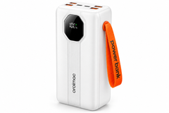 Внешний аккумулятор 30000 mAh Aroimac VP318 White &bull; Портативный Power Bank Super Slim с быстрой зарядкой 22,5W, LED экраном, USB выходами и встроенными кабелями