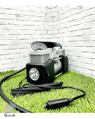 Автомобильный компрессор 12V в кейсе MA608 &bull; Портативный автокомпрессор для подкачки шин, лодок, матрасов и надувных изделий с манометром и насадками