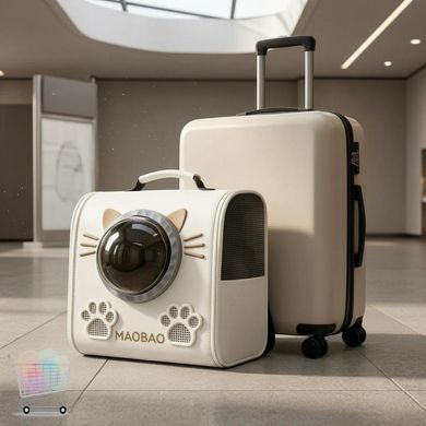 Переноска-рюкзак S-cat2 36&times;24&times;40 см білий &bull; Рюкзак для котів S-cat2 з круглим прозорим вікном, сіткою та вентиляційними отворами