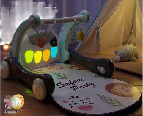 Дитячі ходунки 6 в 1 з килимком Baby Steps з музичним центром Bluetooth, бізабордом, піаніно та пультом ДУ