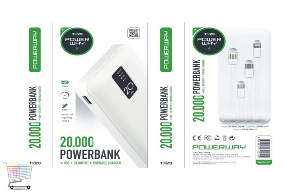 Зовнішній акумулятор TX23 Power Bank 20000 mAh Портативний зарядний пристрій Повербанк