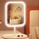Сенсорне дзеркало для макіяжу KAR192 з LED-підсвіткою та акумулятором біле &bull; Настільне косметичне дзеркало KAR192 з 3 режимами світла, плавною яскравістю та органайзером