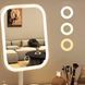 Сенсорне дзеркало для макіяжу KAR192 з LED-підсвіткою та акумулятором біле &bull; Настільне косметичне дзеркало KAR192 з 3 режимами світла, плавною яскравістю та органайзером